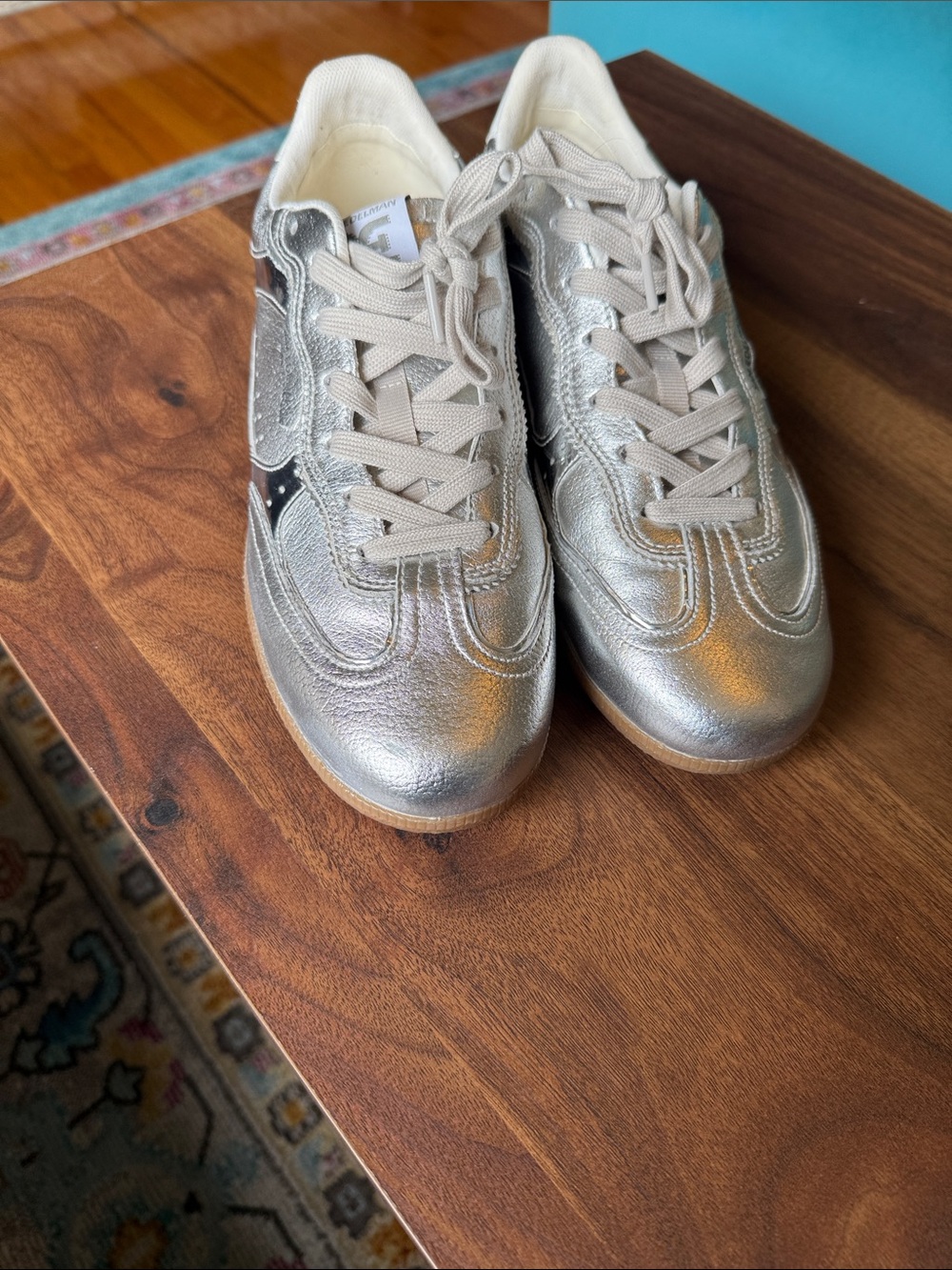 Sam Edelman Metallic Silver Lace-Up Women's Sneakers